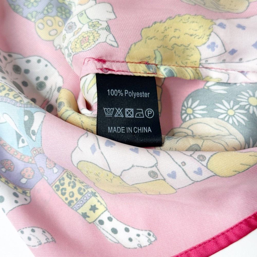 KAREN MABON Fashion Dogs Pink Satin Pajama Set Short Sleeve PJs Size Medium - Picture 9 of 10